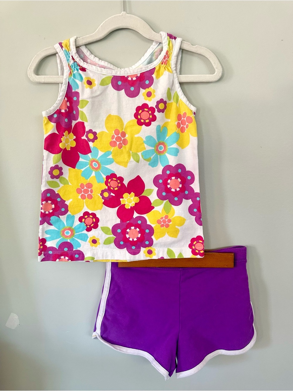 Vintage Circo Floral Tank & Purple Shorts Matching Outfit Set | Y2K | Size 6/6X